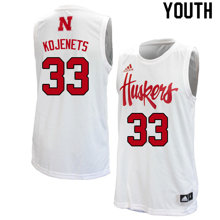 Youth #33 Oleg Kojenets Nebraska Cornhuskers College Basketball Jerseys Sale-White - Click Image to Close